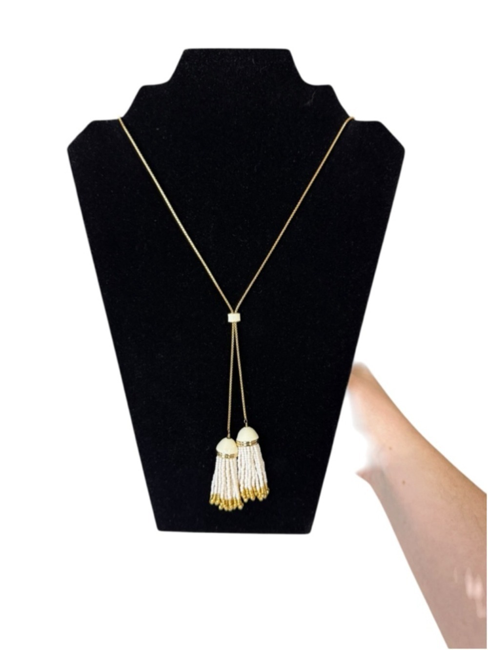 Women's Unbranded Gold & White Tassel Necklace One Size